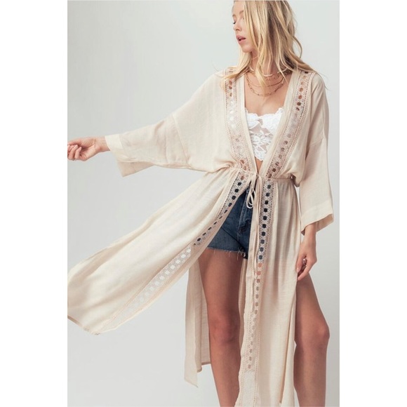 🆕Crochet longline cardigan in natural - Picture 2 of 4
